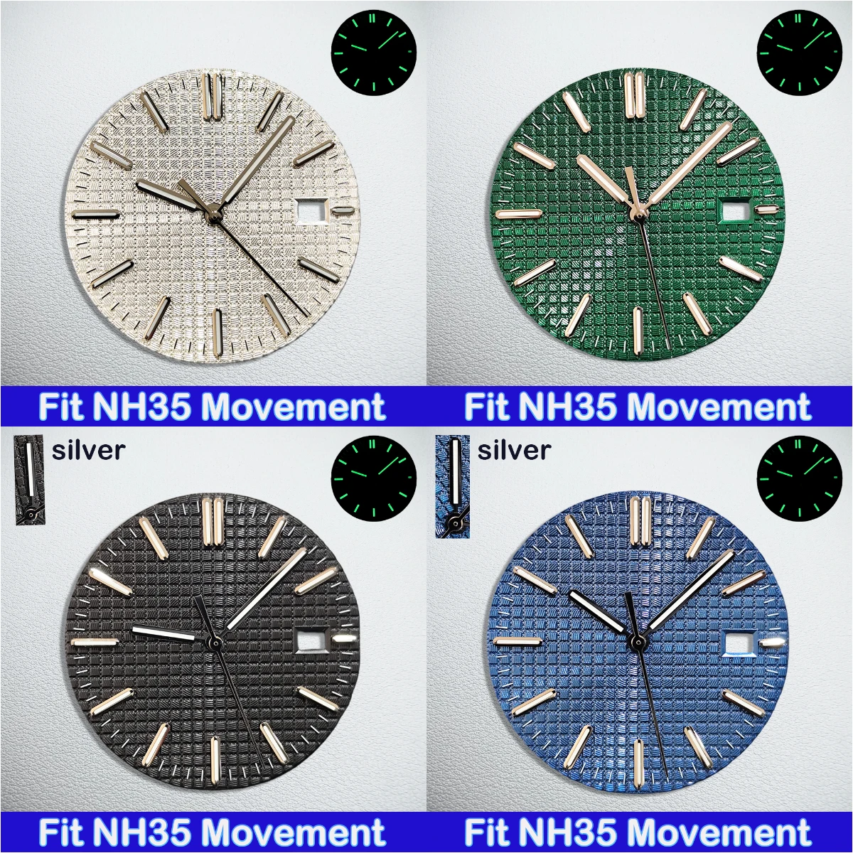 31.8mm Watch Dial Hands Green Luminous Fits NH35 NH36 Movement Function Multi-color Dials Accessories Men's Watch Parts