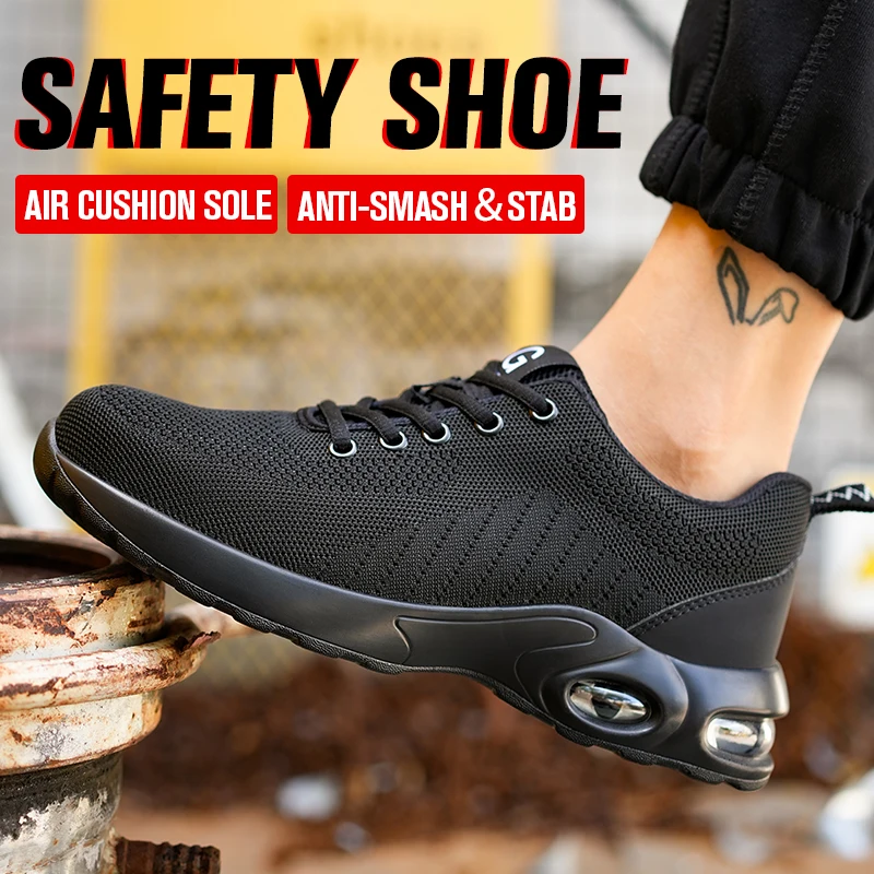 Lightweight Breathable Men's Safe Work Shoes Protective Safety Boots Anti Smashing Anti Stab Anti Slip Safety Sports Shoes