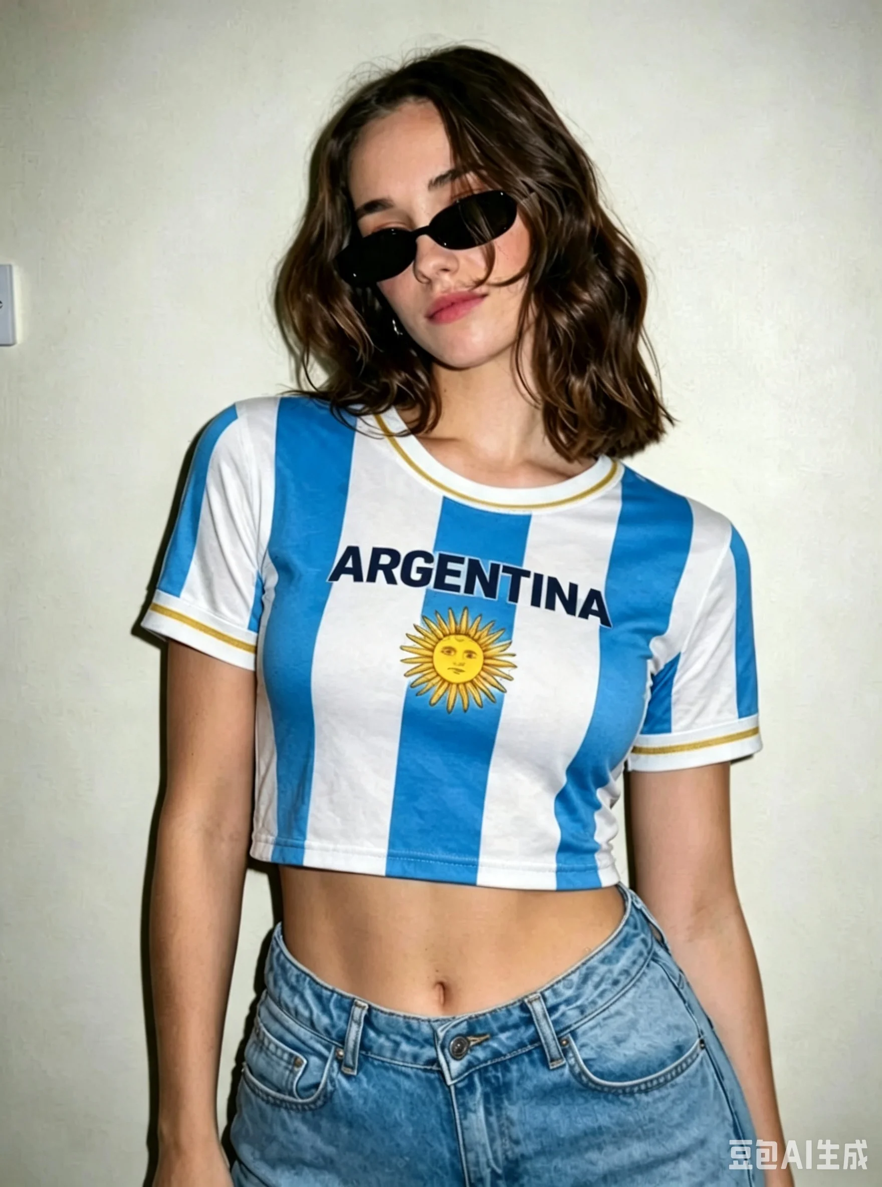 2026 MEN Women Cheerleaders Crop Sexy Y2k Top Argentina FLAG Soccer O-Neck Short Sleeve Jersey T-Shirt Tees Hip Hop T-Shirt view 3