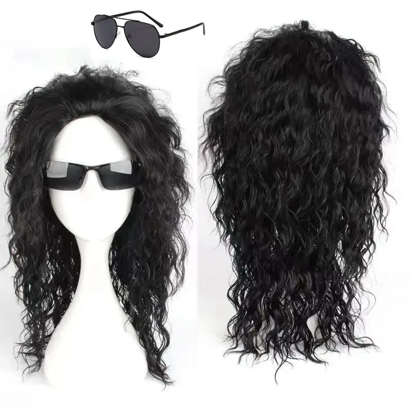 

Майкл Джексон Косплей Майкл Косплей Черный Парик Майкл Ролевые Игры Средней Длинный Вьющиеся Черные Волосы Парик Очки Хэллоуин Cos Парики