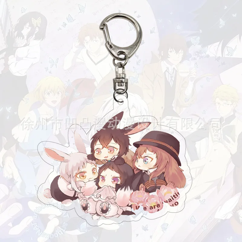 Anime Boy and Dog story dazai osamu Q version Acrylic Figurines Stars Accessories Bag Pendant Keyring Student Fans Gifts