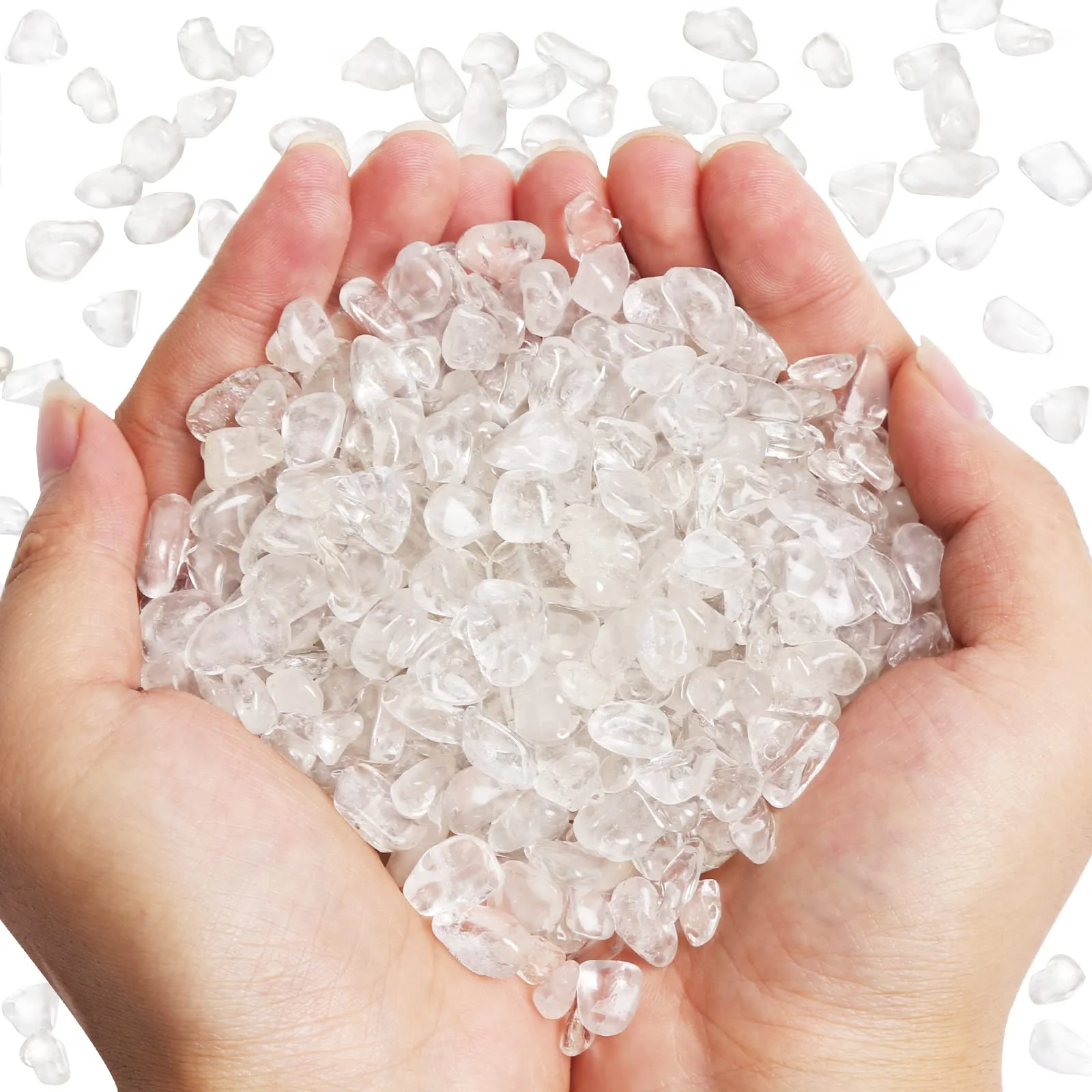 3-12mm Clear Crystal Chips Tumbled Stone Natural Irregular Shaped Crushed Quartz Stone for Vase Filler Aquarium Stones Home