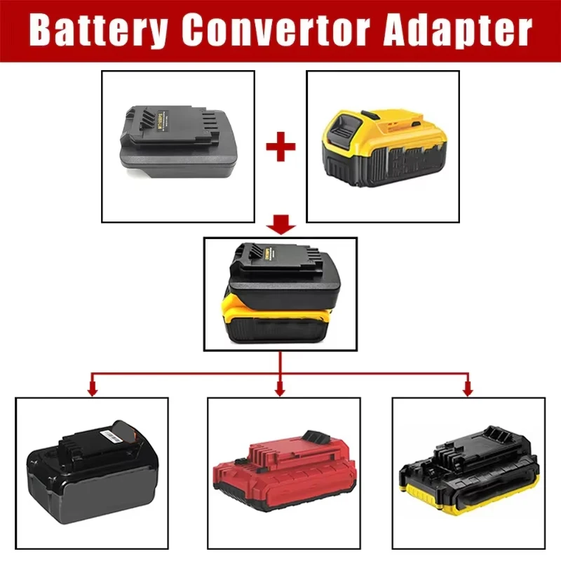 Battery Adapter for Dewalt 18V/20V Lithium Battery Converted for Black&Decker Porter Cable Stanley 18V 20V Battery Electric Tool