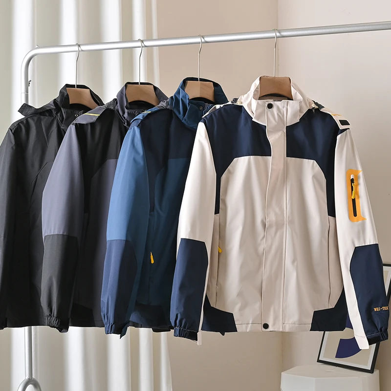 

Men's Casual Outdoor Jaet with Fce Waterproof Autumn Windproof Detachable Hat Leisure Coat M Outerwear