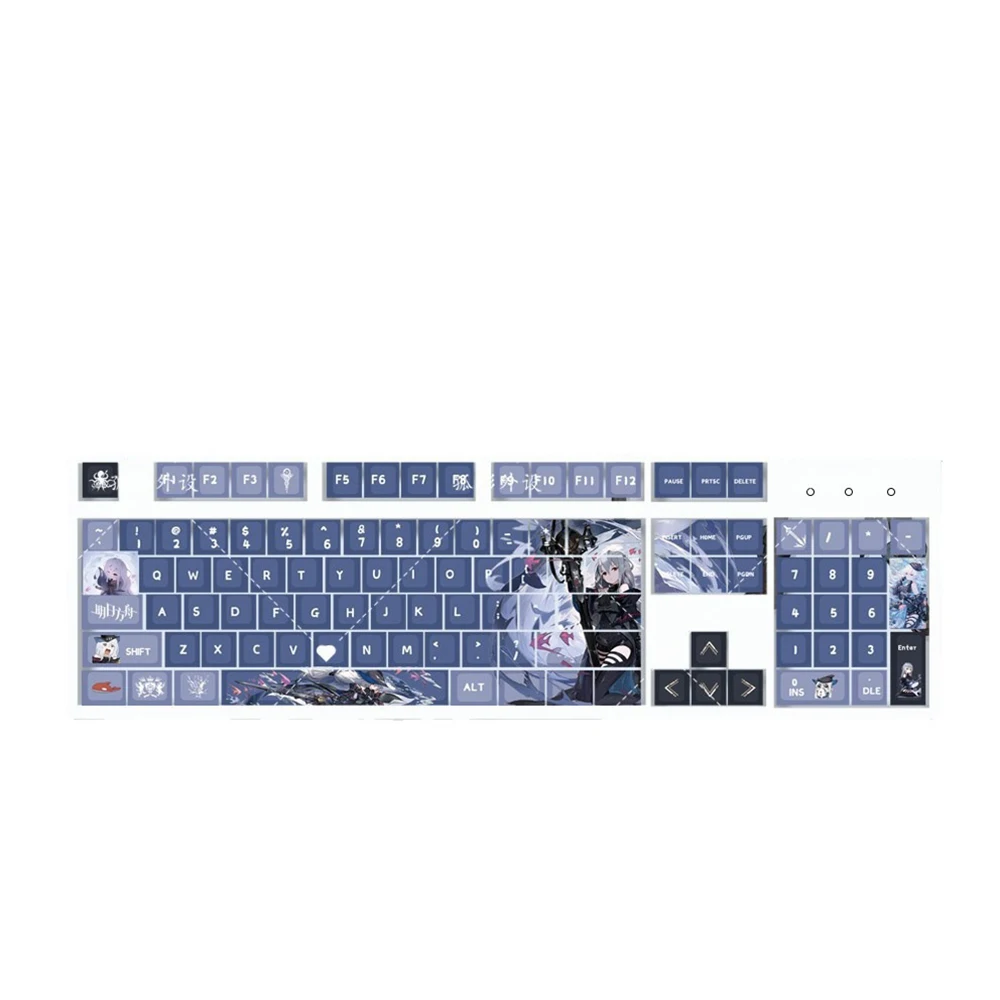 Wired Keyboard 104 Key Genshin Impact Theme Keyboard PBT Anime Keycap Mechanical Keyboard For Cherry MX Multi-role Game Keyboard