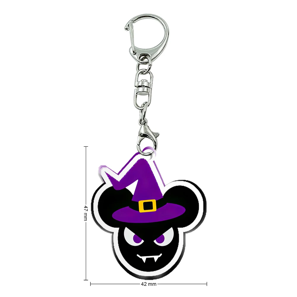 Halloween Funny Disney Mickey Minnie Transparent Acrylic Keychains Pendant Ornament for Bag Collection Girl Accessories