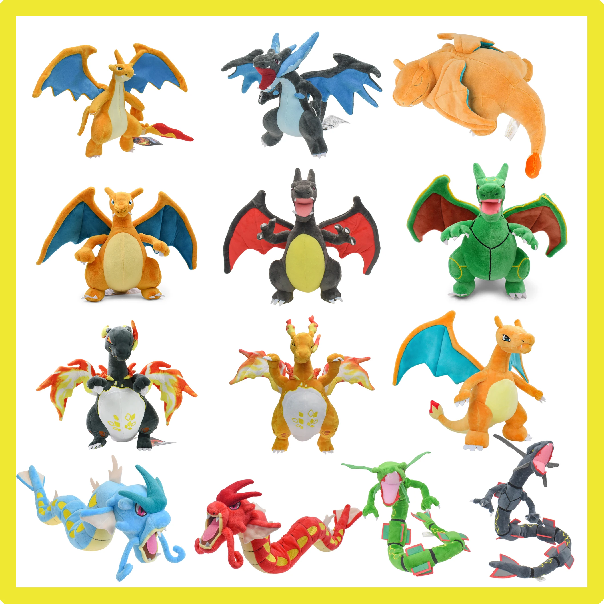 

Charizard Mega Charizard X Plush Toys Shiny Rayquaza Collection Shiny Gyarados Soft Cartoon Cute Anime Doll Kids Birthday Gifts