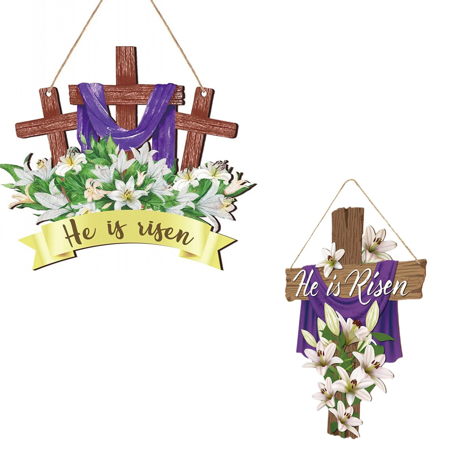 

Easter Cross Pendant Wooden Wall Easter Decoration 2024 Easter Decoration for Home Easter Ornament Haning Signs