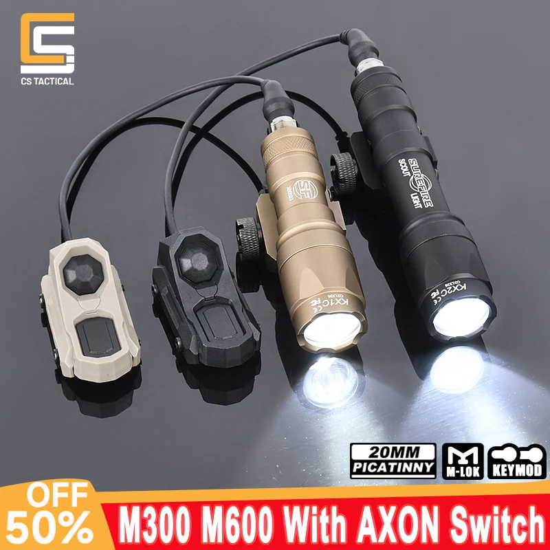 

WADSN Surefir M600 M600C Tactical Flashlight Airsoft Hunting Aisoft Weapon Scout Light Axon Dual Function Switch Picatinny Rail