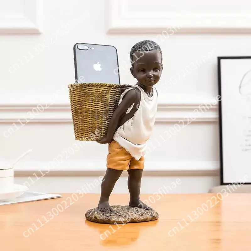 Creative personality, African characters, boys, pen holder, storage and decoration, handicrafts, practical office decoration