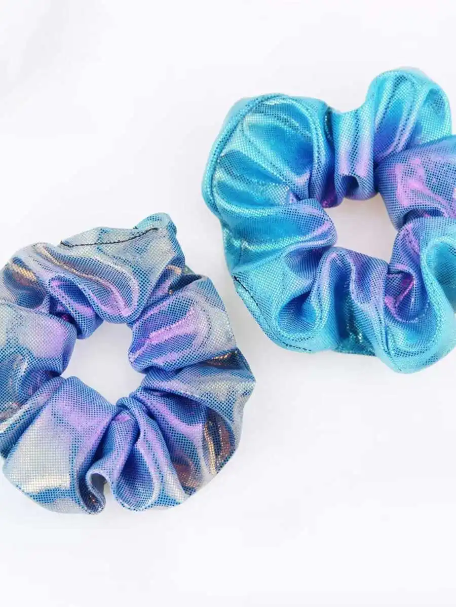 

Gradient Holographic Scrunchies PU Elastic Hair Ties For Women Party Hair Accessories