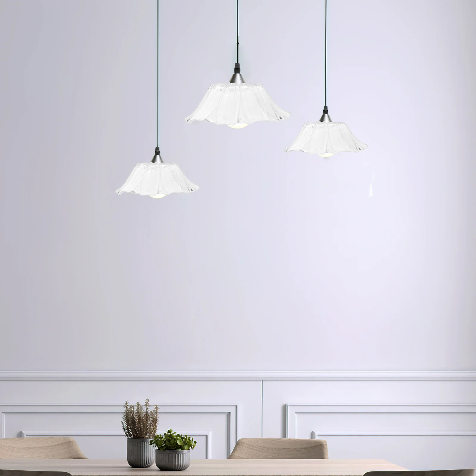 

Vintage Clear Flower Shaped Glass Lamp Shade Replacement for E27 Pendant Light Table Floor Lamp Chandelier Light Shade