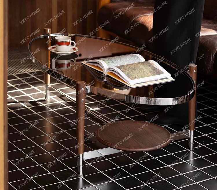 

Современный простой овальный журнальный столик из закаленного стекла для гостиной, домашний, в стиле легкой роскоши, высококачественный чайный столик.