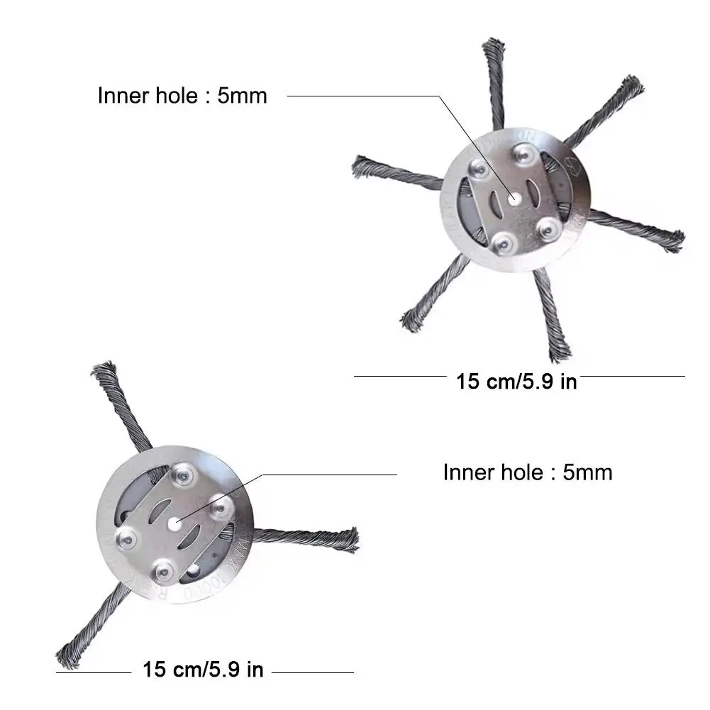 Weed Brush Head Steel Wire Wheel Grass Trimmer Head Removal Moss Rust Lawn Mower Grass Brush Disc Weed Brush Trimmer Heads