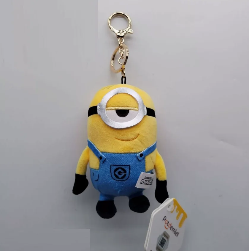 12pcs/lot 12cm Cute Minion Plush Keychain Toy Cartoon Despicable Me Stuffed Doll Bag Charms Keyring Gifts