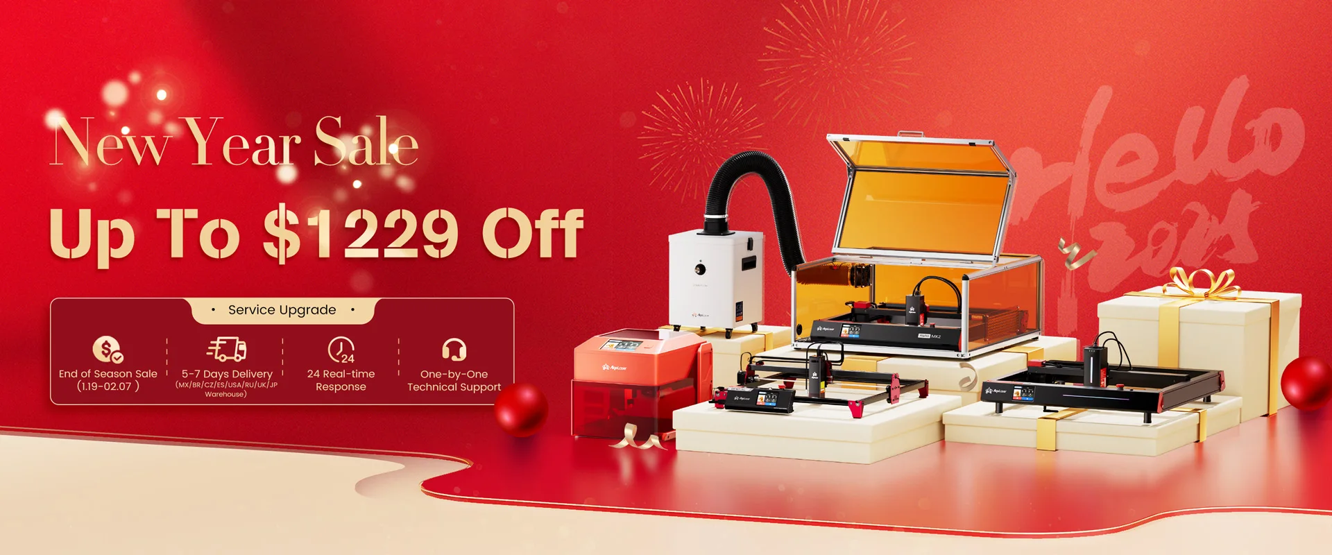 AlgoLaser Laser Engraver 2W 5W 10W 20W Output Laser Cutter Engraver for Wood and Metal /Emergency Stop Flame & Gyro Detectio