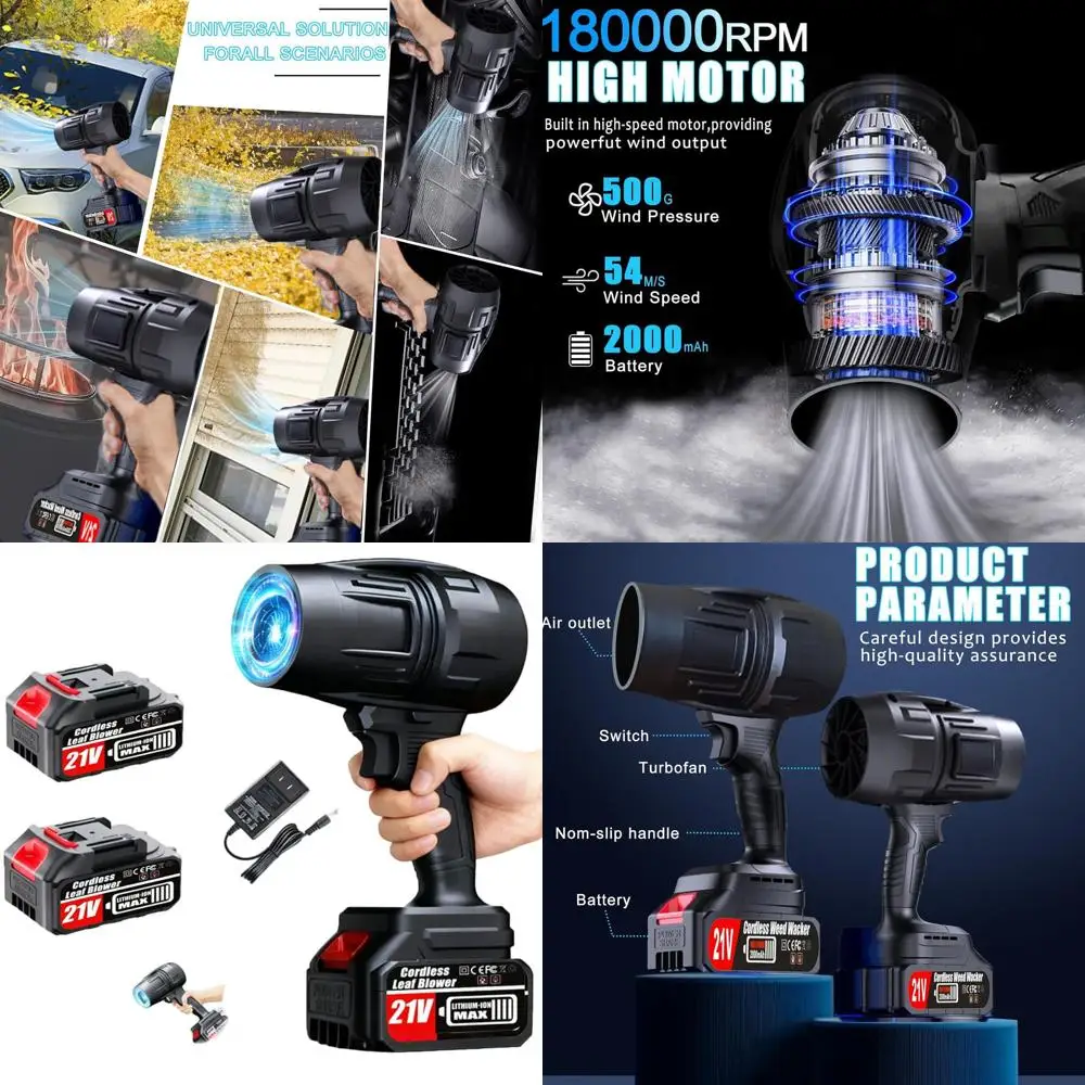 

Cordless Leaf Blower with 400,000 RPM, Lightweight Handheld Design, 2x4.0Ah Batteries Included, Ideal for Patio, Car, and Leaf D