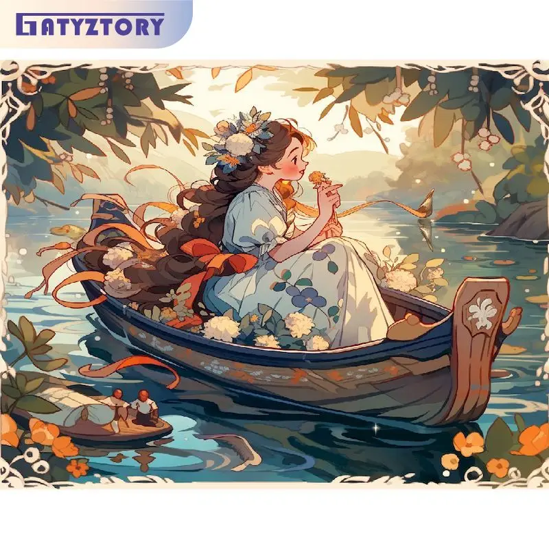 

GATYZTORY Frame Diy Painting By Numbers For Adults Cartoon Girls DIY Paints Kits Unique Gift Home Wall Art Coloring By Numbers