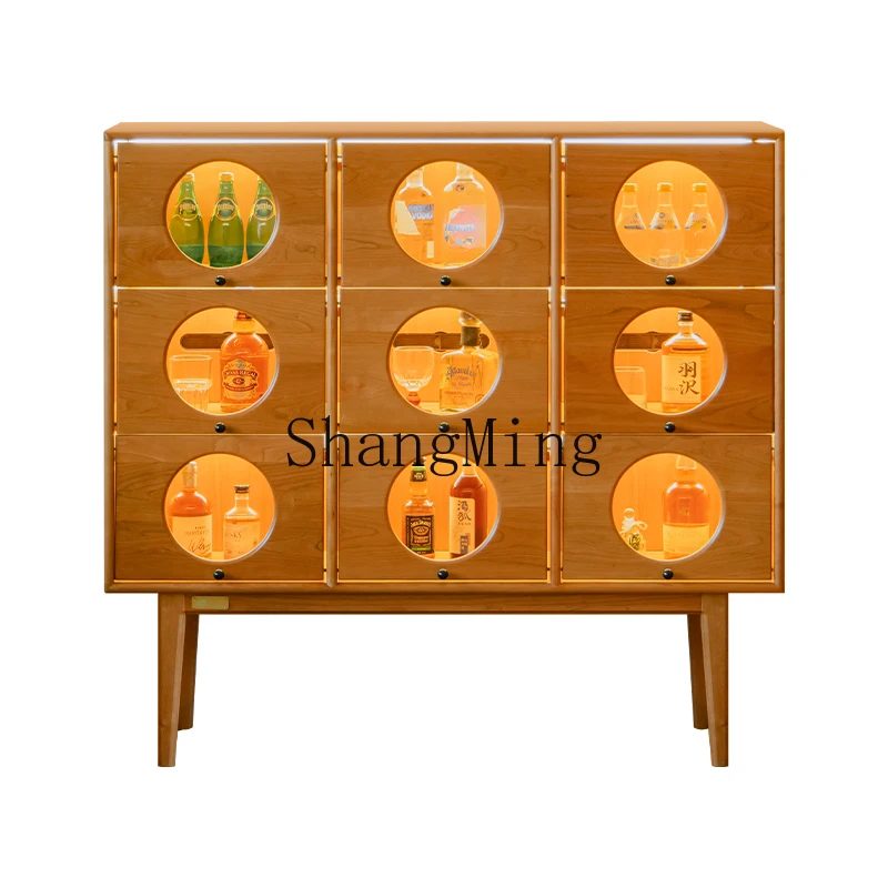 

SM new display cabinet solid wood retro chest cabinet medium antique furniture living room display cabinet