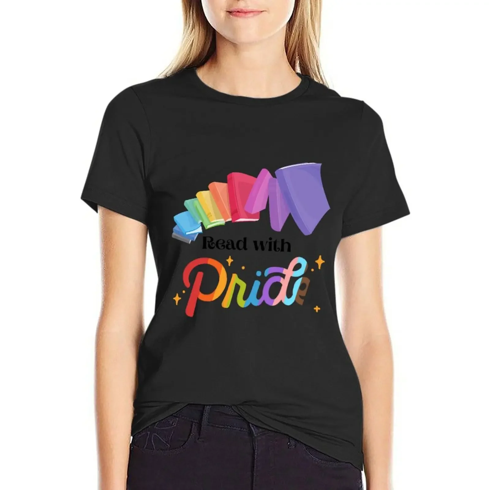 

Read with Pride Library Pride T-Shirt cute clothes blacks hippie clothes quick drying Women clothes