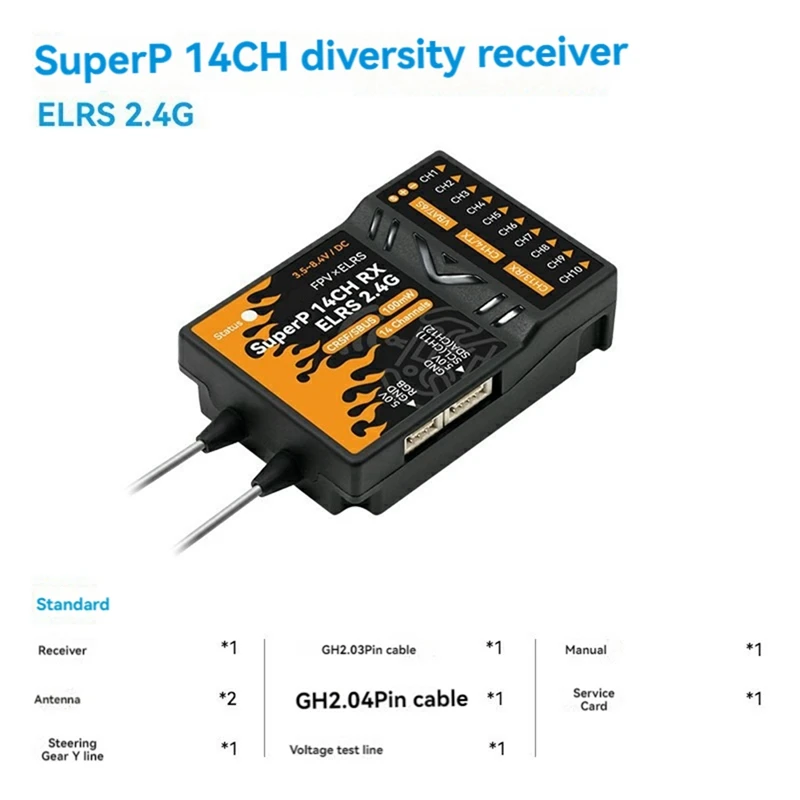 For BETAFPV Superp Diversity Receiver RX 14CH With 2 Antenna Dual Reception For RC FPV Airplane Boats Drones