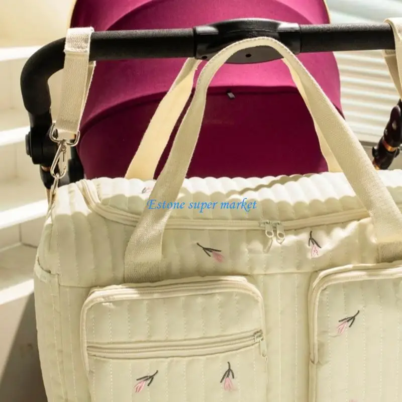 حقيبة حفاضات بوليستر خفيفة الوزن 090B قابلة للغسل مع مقصورات واسعة وجيب معزول لتربية مريحة #2