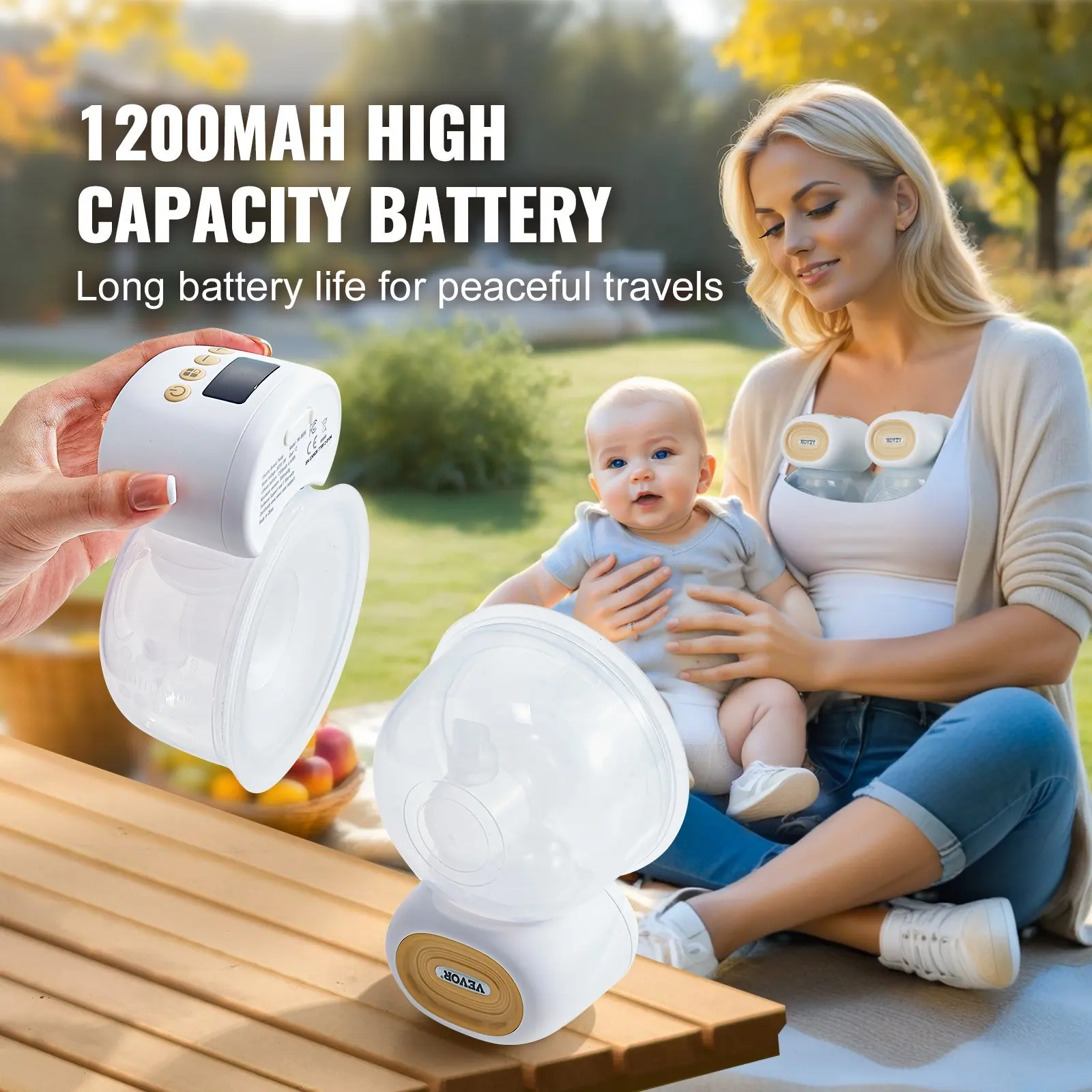 24mm Insert Ultra-Quiet 12 Levels Electric Breast Pump 28mm Flange 4 Mode Breast Pump 300mmHg Strong Suction Hands Free Wearable