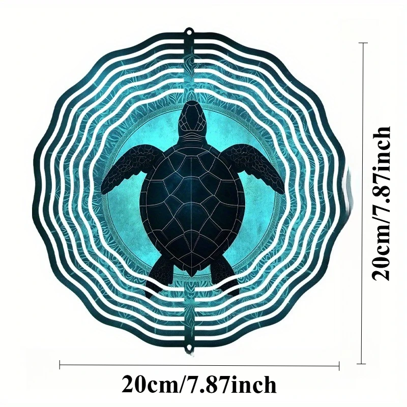 1pc 3D Metal Wind Spinner, Dynamic Kinetic Sculpture with Turtle Design, Garden and Patio Art