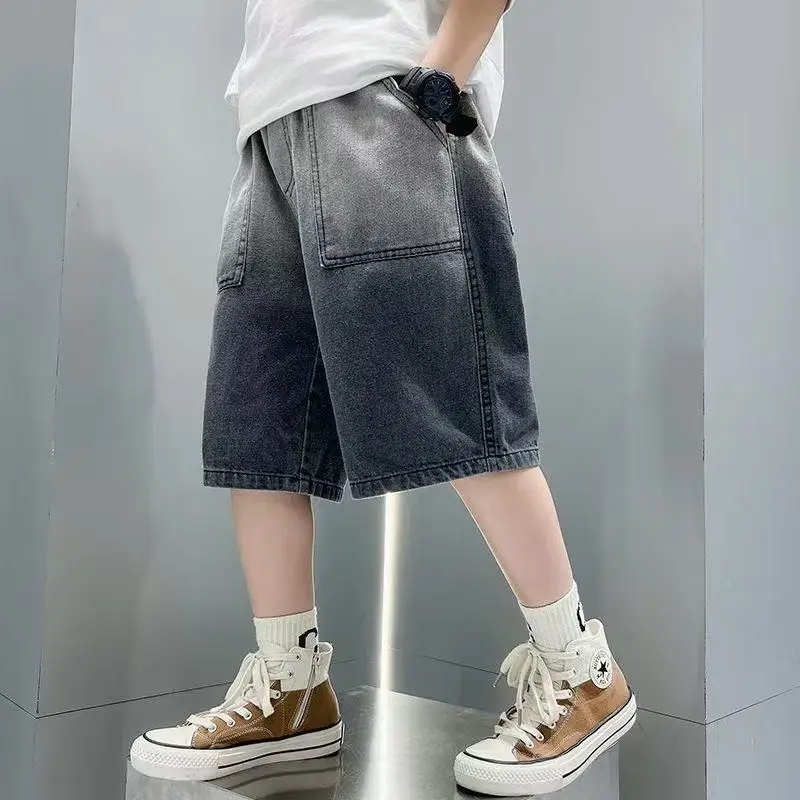 

Boys' Summer Denim Shorts 2025 New Thin Style Gradient Fashion Children's Boys' Casual Jeans 110-170cm