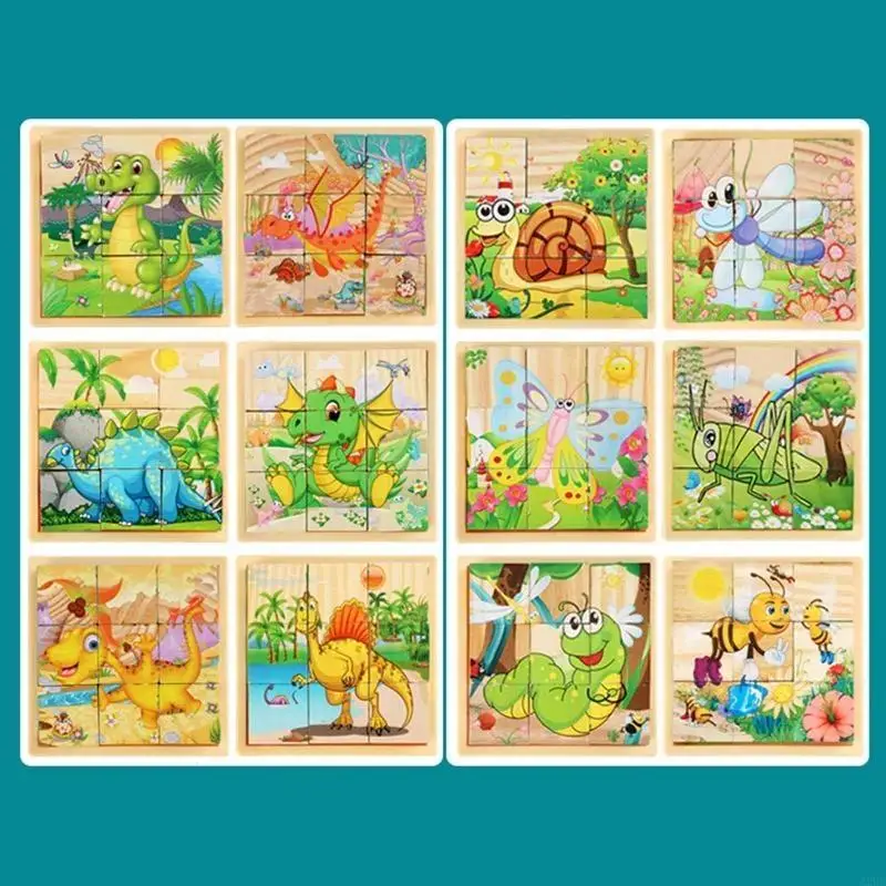 Handgreifbares 3D-Puzzle aus Holz, Tangram, 9 Stück, für Baby, Kindergarten, Raumaufklärung, A2UB