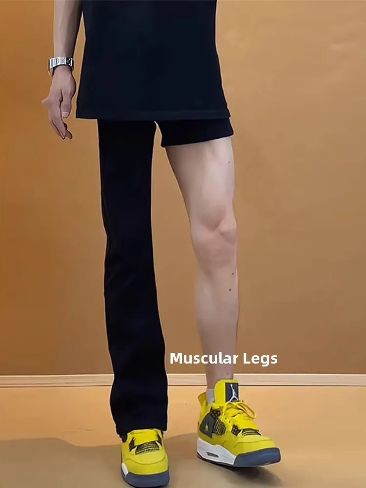 

Bla Slim Fit Jeans Men's Summer Thin CleanFit Knife American High Street Micro Flare Pants Straight Leg Jeans Cotton P...