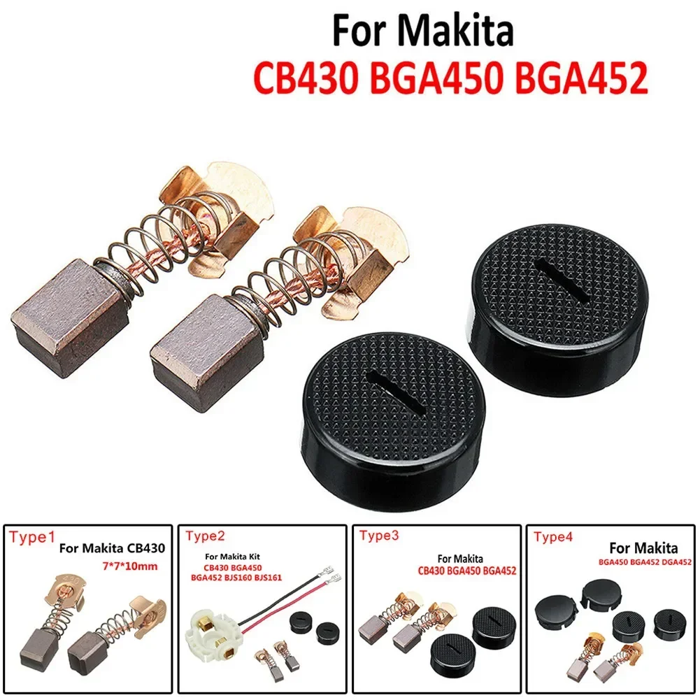 2Pcs Carbon Brushes + Holder + Cap + Covers For CB430 BHP460 BHR200 BGA452 LXDG01 LXDG01Z Angle Grinder Power Tools