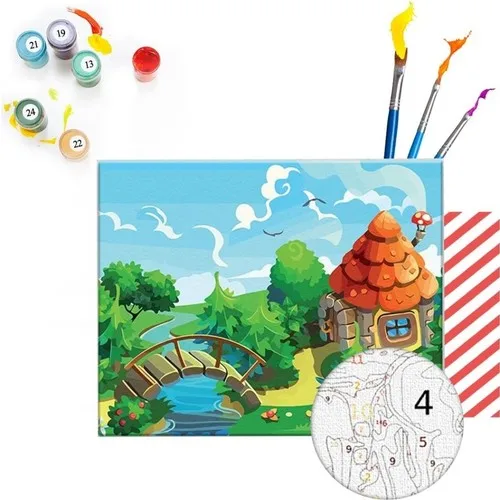 Tabdiko Painting By Numbers Set Cute Village Theme Hobby 40x50 cm