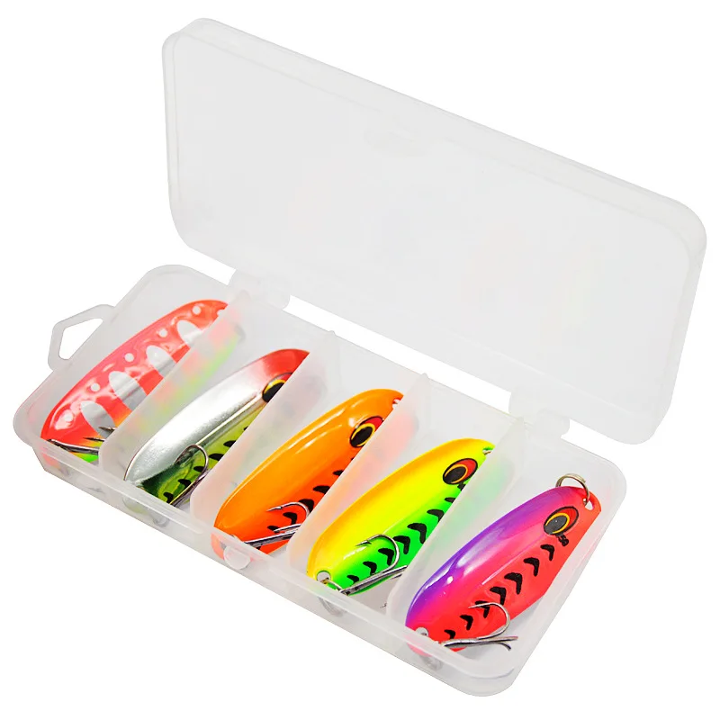 

5pcs Colorful Sequins 7g Spoon Sequins Lure Fishing Lure Metal Bait Single Hook Spinner Hard Bait Trout Bass Pike Winter