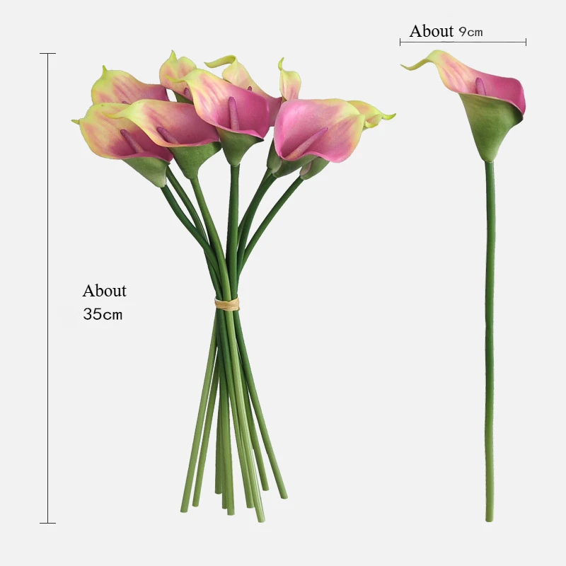 35 cm Calla-Lilien, künstliche Blumen, Innendekoration, Hochzeitsstrauß, Fensterdekoration, Blumenarrangement, weicher Kleber – Detail 6