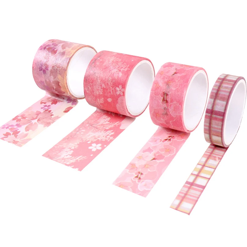 Sakura Washi Tape, suministros de álbum de recortes, Cinta Adhesiva Decorativa, suministros escolares, diario, cintas Washi, 16 rollos