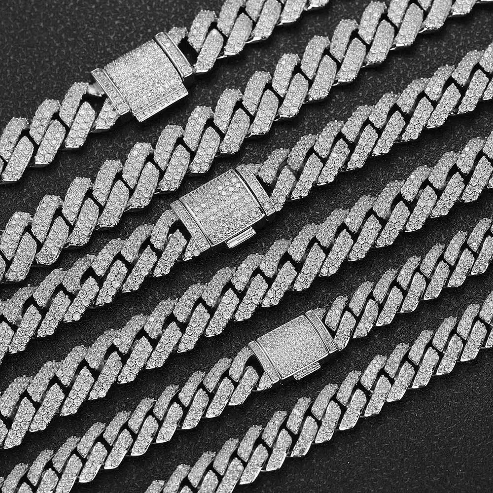 

Silver Chain Cuban Hip Hop Rhombus Cuban Personality Zircon Male Versatile Premium Trend Jewelry