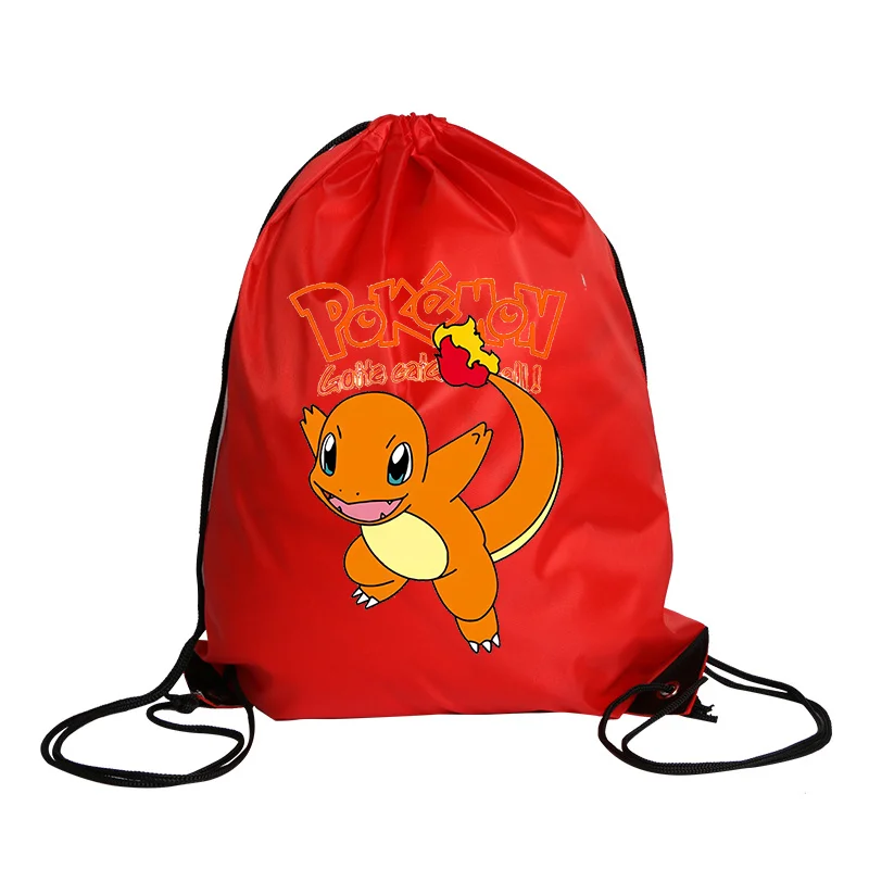 Pokemon Drawstring Bag Pikachu Polyester Storage Bag Game Anime Figure Backpackable Travel Bags Outdoor Hiking Bags Boys Gift