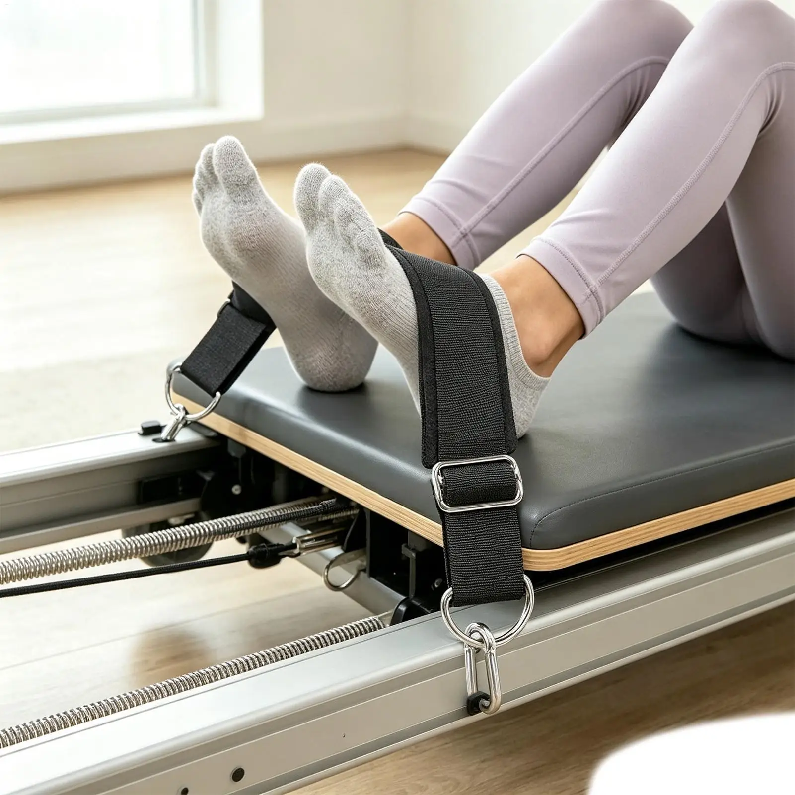 Pilates Strap Adjustable Padded Double-Loop Heavy-Duty Yoga Pilates Reformer Foot Strap For Home Gym Studio Hotel Dormitory
