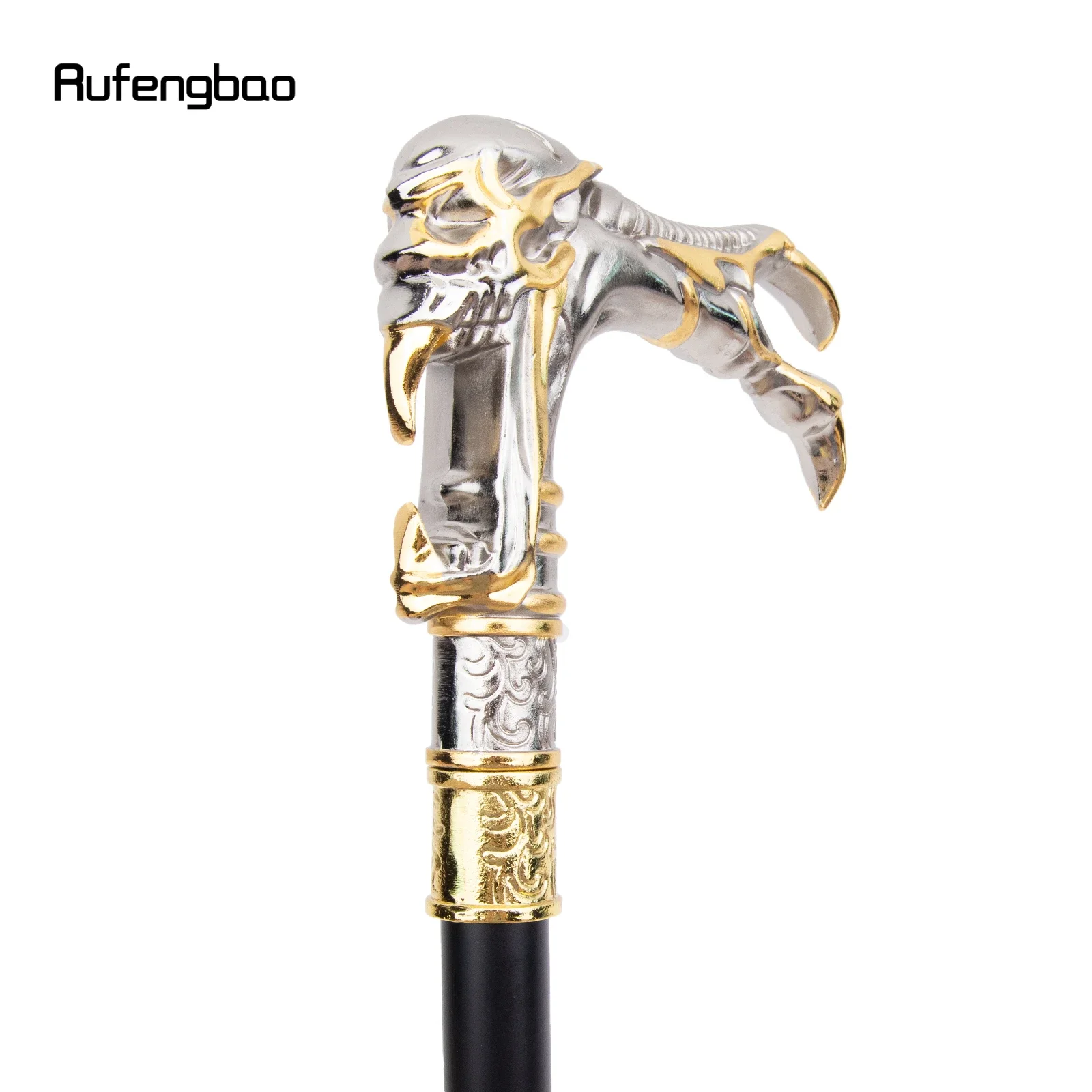 Golden White Ghost Skull Head Single Joint Fashion Walking Stick Decorative Vampire Cospaly Party Cane Halloween Crosier 93cm