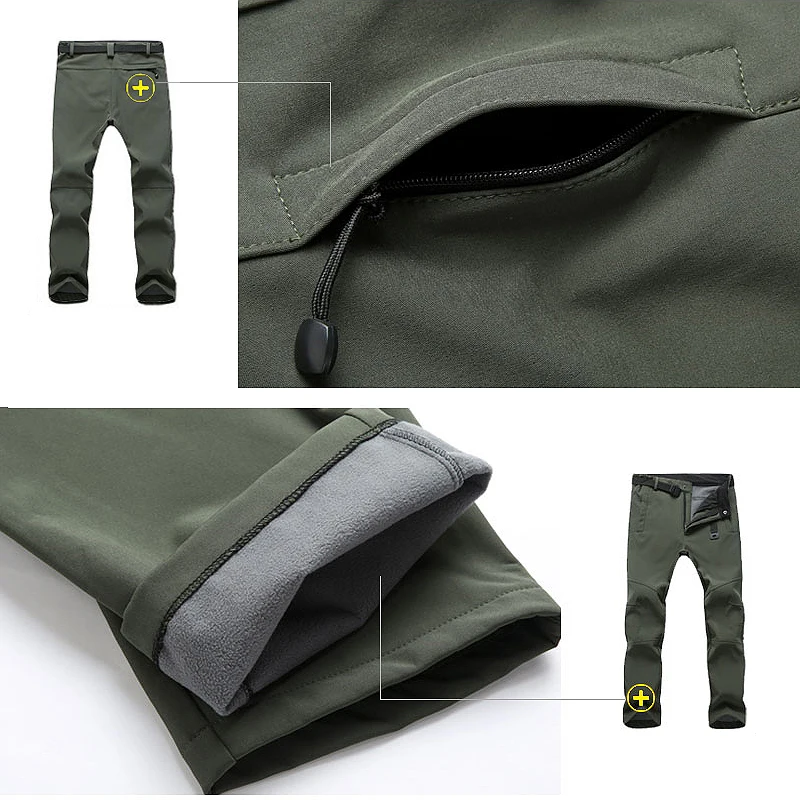 JNLN pantalones de lana de invierno para hombre, pantalones de trabajo impermeables para senderismo, escalada, Camping, deportes al aire libre, montañismo, esquí, pantalones cálidos