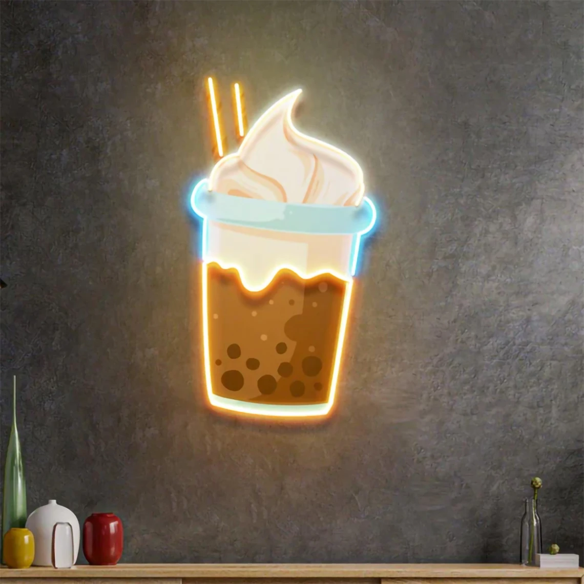 Choco Tea-letrero de neón con logotipo de negocios, decoración de pared, refrescos de verano, decoración artística de ambiente, Bar, decoración del hogar