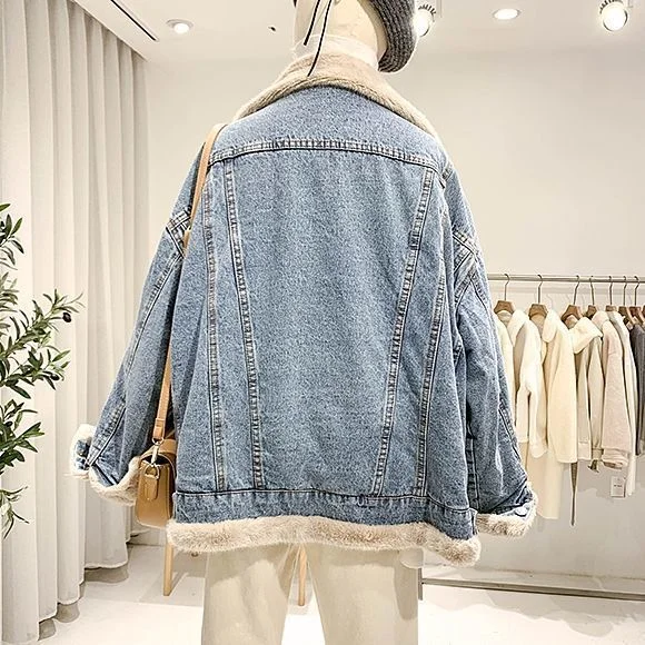 Women Autumn Winter Keep Warm Puffer Jeans Jacket Wear on Both Sides Harajuku Outwear Loose Padded Vest Korean Fall Jean Coat