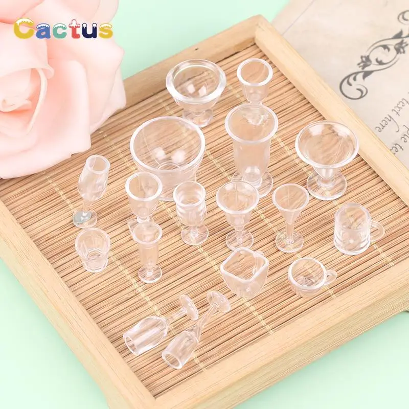 17pcs/lot plate cup dish bowl tableware set Dollhouse Miniature Toy Doll Food Kitchen living room Accessories 1:12 Scale