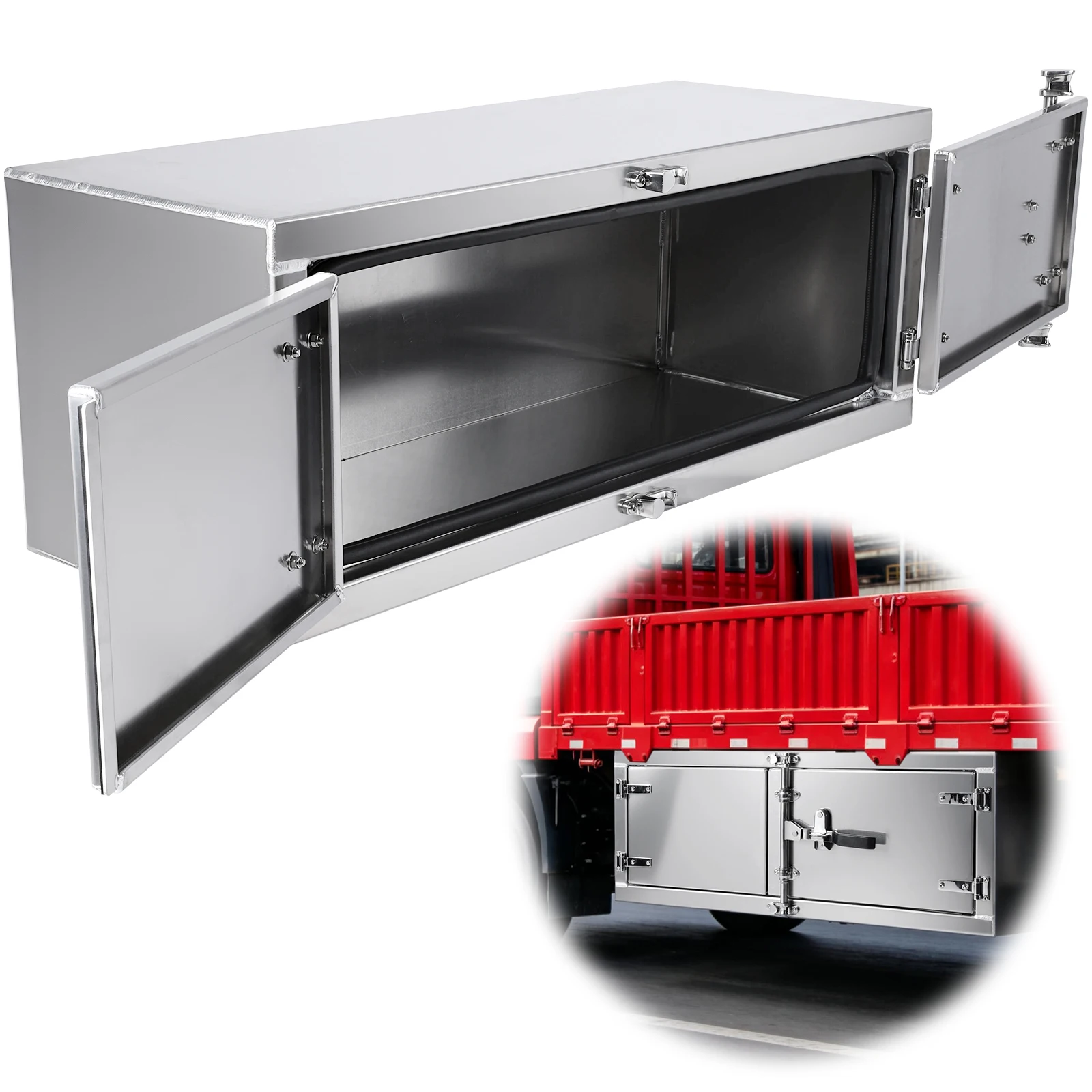 

Ящик для инструментов под кузов грузовика с замком и двойными распашными дверцами 60x18x18/48x18x18 дюймов для пикапов, автодомов, прицепов