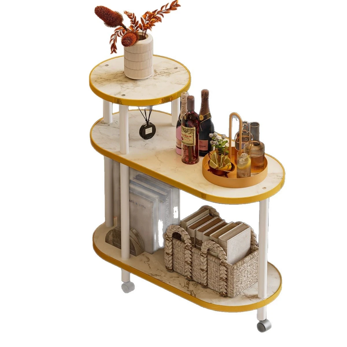 Movable Tea Table Trolley Coffee Table Furniture Living Room Side Table Home Basse Mobili Muebles Para el Hogar Mueble