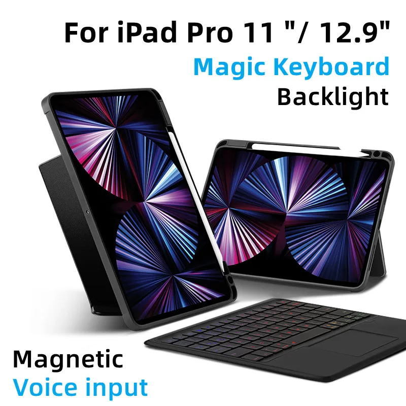 Imagem -02 - Magic Voice Smart Keyboard Caixa Magnética Ipad 10.2 9th 8th 7th Pro 11 12.9 Air 5th 4th Air 10.5 Árabe Russo Espanhol