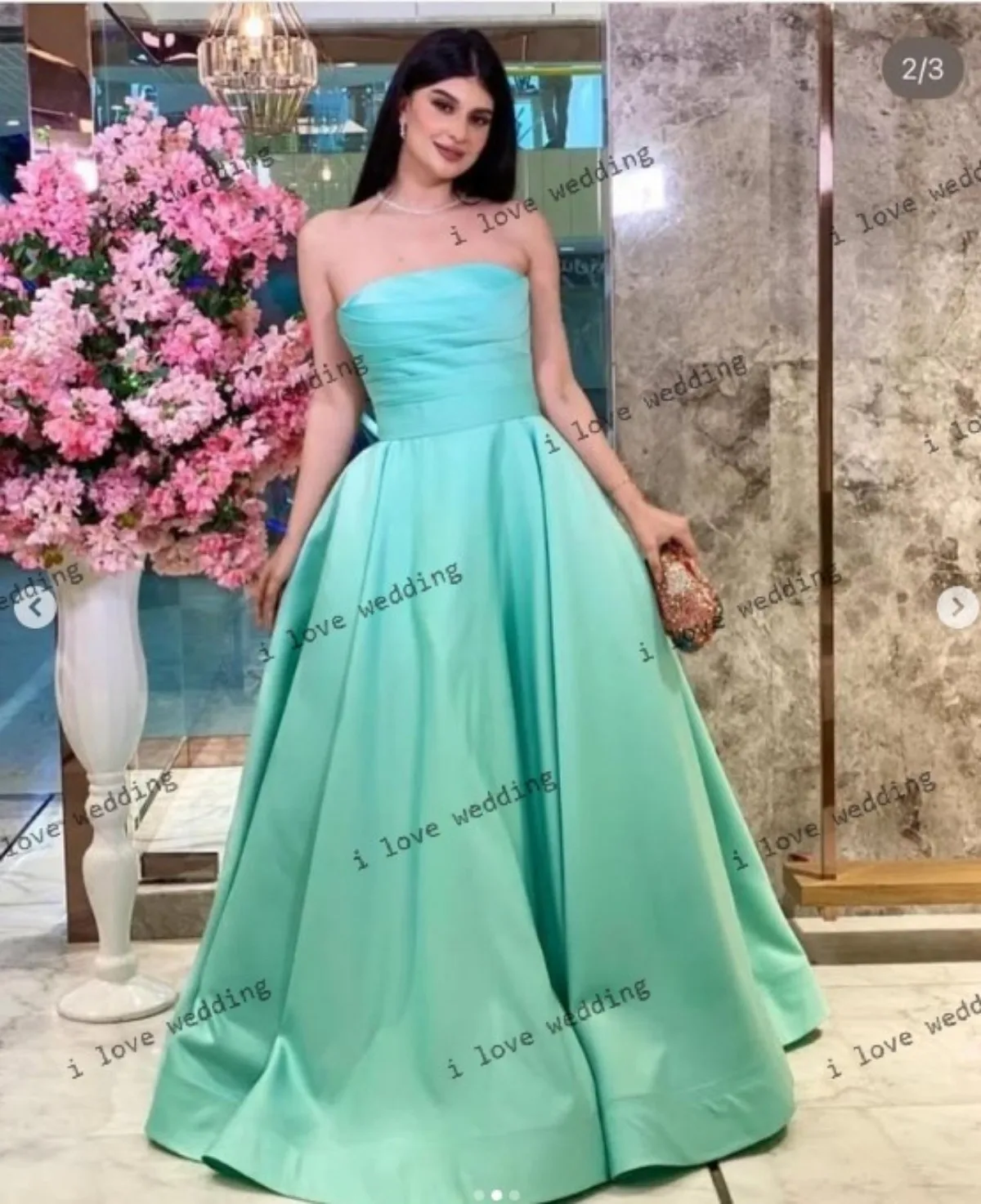 이브닝 드레스 2025 클라인 웨딩 파티 드레스 여성용 Strapless Satin Ruched a 라인 댄스 파티 드레스 민소매 우아한 맞춤형