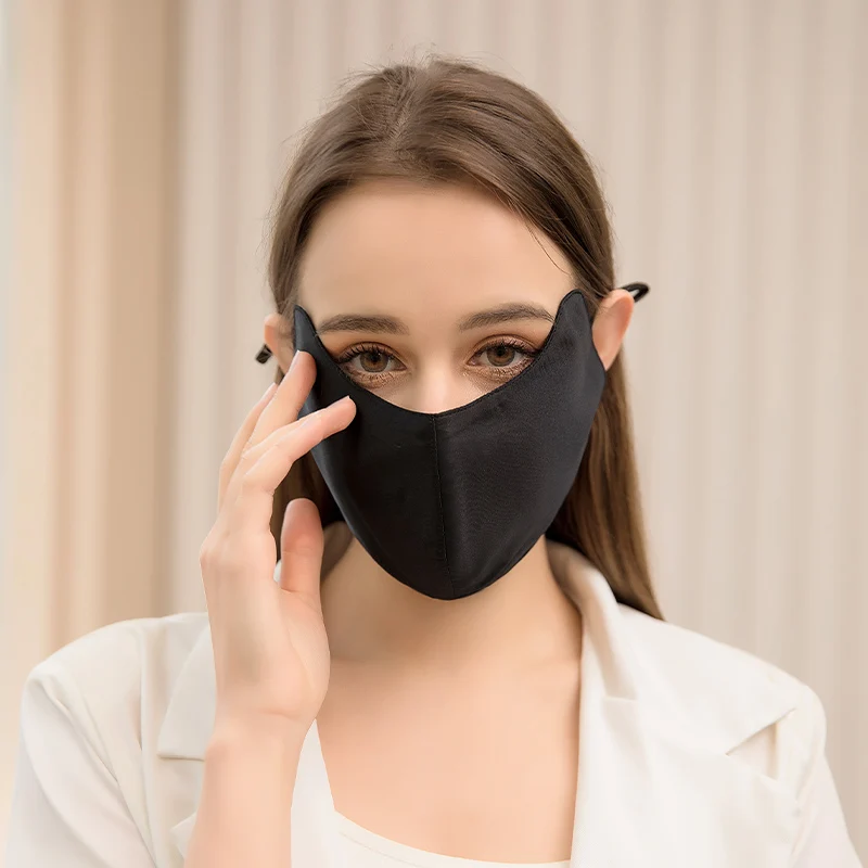 Silk eye protection sunscreen mask female anti ultraviolet breathable allergy protective mask Mulberry Silk Mask thin in summer