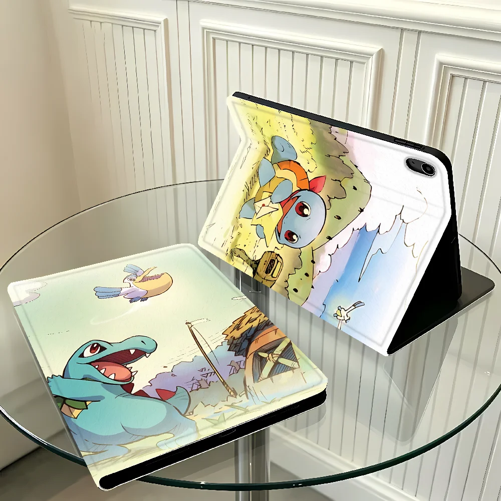 Cartoon Anime Pokemons with Pencil Slot Case for Apple iPad Air 11 13 M4 M3 M2 A16 2026 Pro11 13 10th 7/8/9th Air 4/5/6th